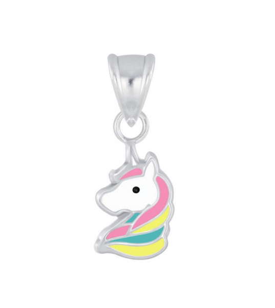 925 Sterling Silver Unicorn Pastel Enamel Necklace For Toddlers, Kids, Teens - Forever Kids Jewelry