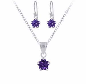 925 Sterling Silver CZ Flower Stones Drop  Earrings, Necklace Set For Kids,Teens - Forever Kids Jewelry