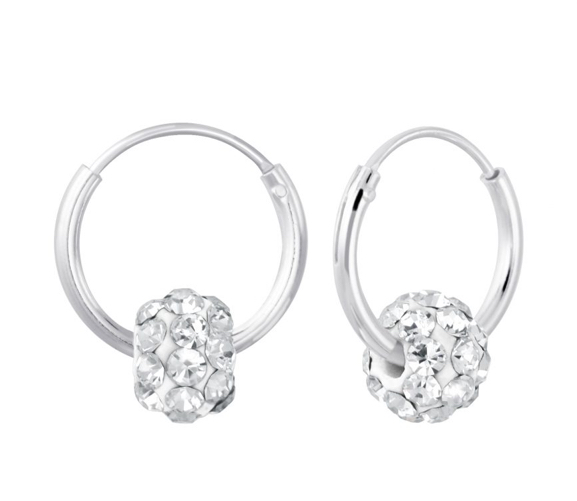 925 Sterling Silver Crystal Hoop Earrings For Kids, Teens - Forever Kids Jewelry