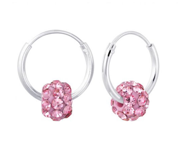 925 Sterling Silver Crystal Hoop Earrings For Kids, Teens - Forever Kids Jewelry