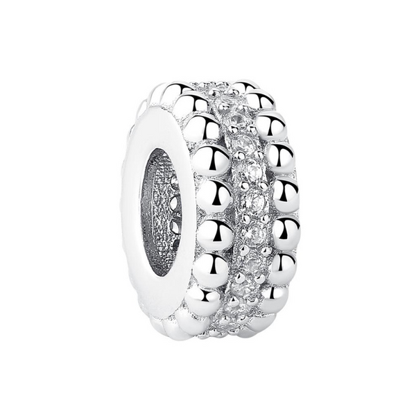 925 Sterling Silver Round Charm CZ Stones - Forever Kids Jewelry