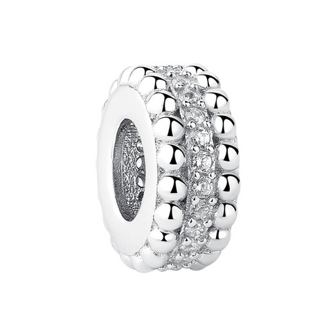 925 Sterling Silver Round Charm CZ Stones - Forever Kids Jewelry
