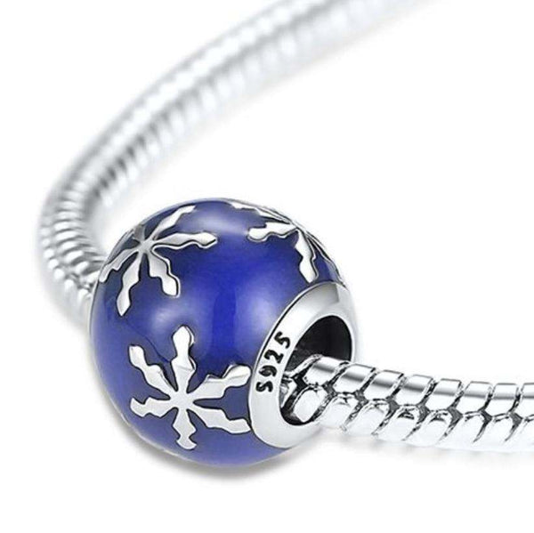 925 Sterling Silver Snowflake Charm Blue Enamel - Forever Kids Jewelry