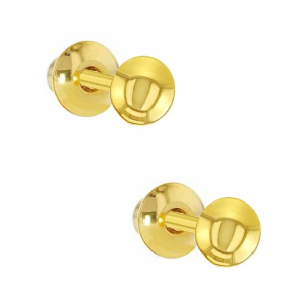 14K Gold Plated / 925 Sterling Silver 4mm Round Push Back Earring For Kids, Teens