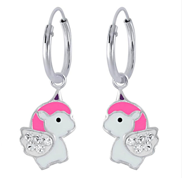 925 Sterling Silver Baby Unicorn Crystal Hoop Earrings For Kids, Teens - Forever Kids Jewelry