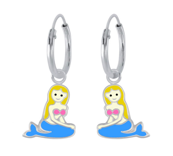 925 Sterling Silver Mermaid Hoop Earrings For Kids, Teens - Forever Kids Jewelry