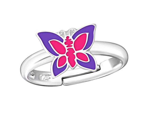 925 Sterling Silver Butterfly Necklace and Ring Set For Toddlers and Kids - Forever Kids Jewelry