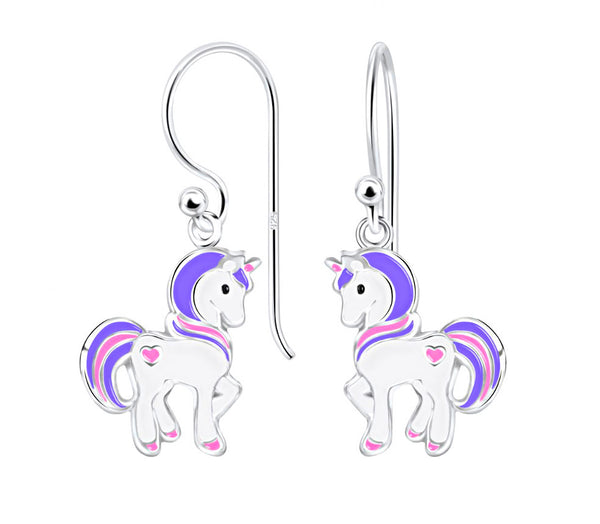 925 Sterling Silver Unicorn With Heart Drop Earrings and Necklace Set For Kids and Teens - Forever Kids Jewelry