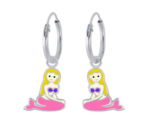 925 Sterling Silver Mermaid Hoop Earrings For Kids, Teens - Forever Kids Jewelry