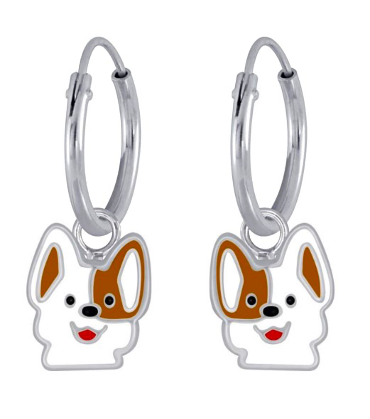 925 Sterling Silver Dog Hoop Earrings For Kids, Teens - Forever Kids Jewelry
