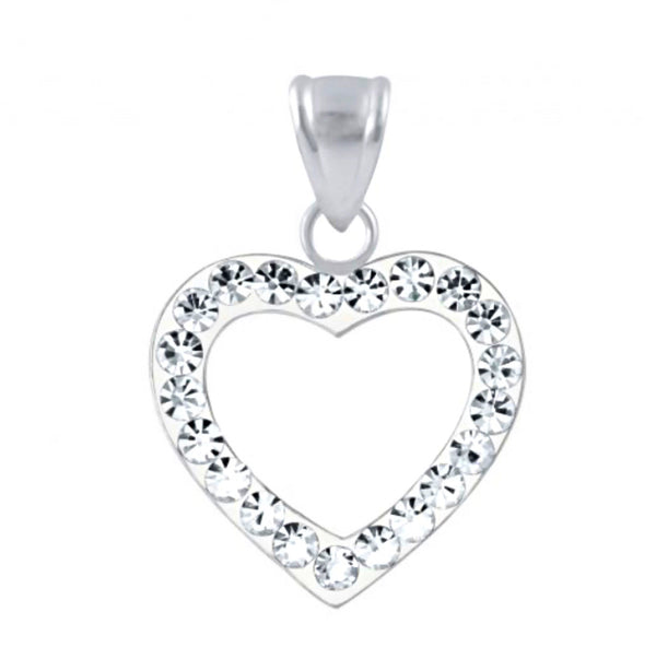 925 Sterling Silver Crystal Open Heart Necklace For Kids, Teens - Forever Kids Jewelry