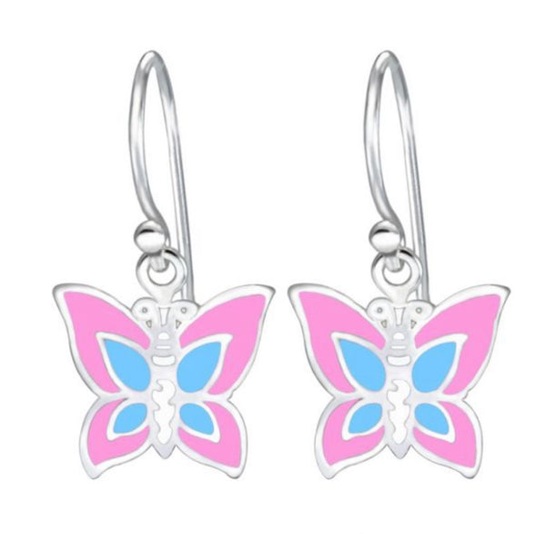 925 Sterling Silver Butterfly Drop Earrings and Necklace Set For Kids and Teens - Forever Kids Jewelry