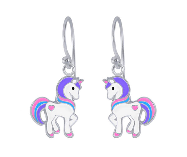 925 Sterling Silver Unicorn With Heart Drop Earrings and Necklace Set For Kids and Teens - Forever Kids Jewelry