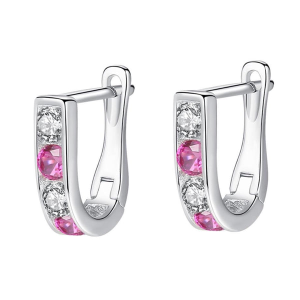 925 Sterling Silver CZ Stones Huggie Hoop Earrings For Toddlers, Kids and Teens - Forever Kids Jewelry