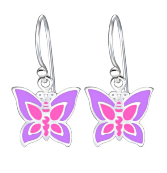 925 Sterling Silver Butterfly Drop Earrings and Necklace Set For Kids and Teens - Forever Kids Jewelry