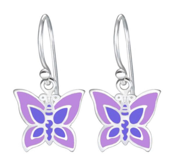 925 Sterling Silver Butterfly Drop Earrings and Necklace Set For Kids and Teens - Forever Kids Jewelry