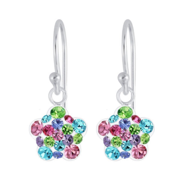 925 Sterling Silver Flower Multicolour Crystal Set For Kids and Teens