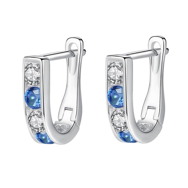 925 Sterling Silver CZ Stones Huggie Hoop Earrings For Toddlers, Kids and Teens - Forever Kids Jewelry