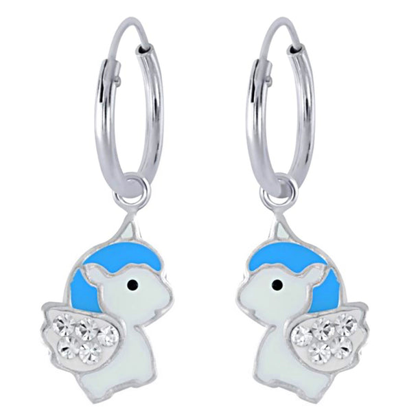 925 Sterling Silver Baby Unicorn Crystal Hoop Earrings For Kids, Teens - Forever Kids Jewelry