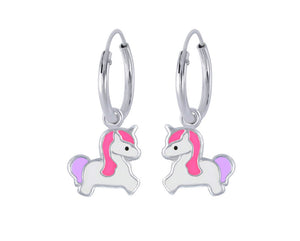 925 Sterling Silver Baby Unicorn Hoop Earrings For Kids, Teens - Forever Kids Jewelry