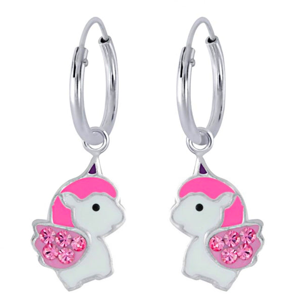 925 Sterling Silver Baby Unicorn Crystal Hoop Earrings For Kids, Teens - Forever Kids Jewelry