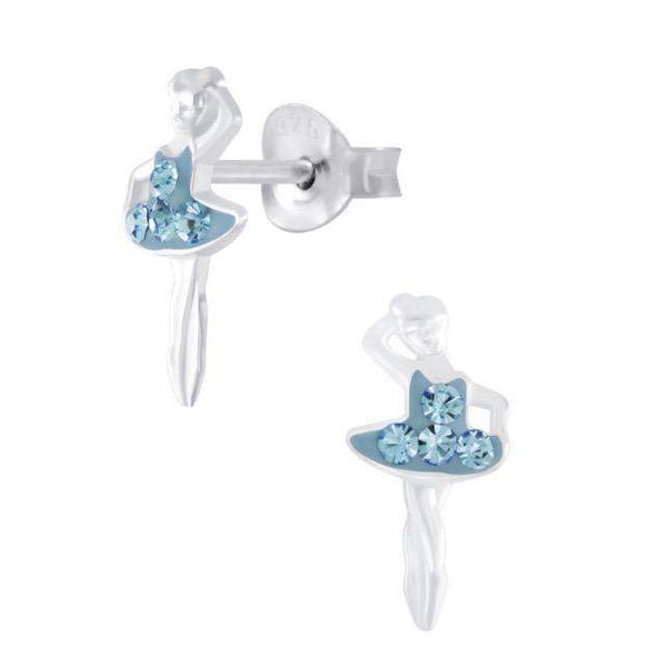 925 Sterling Silver Ballerina Push Back Earrings For Kids, Teens, Girls - Forever Kids Jewelry