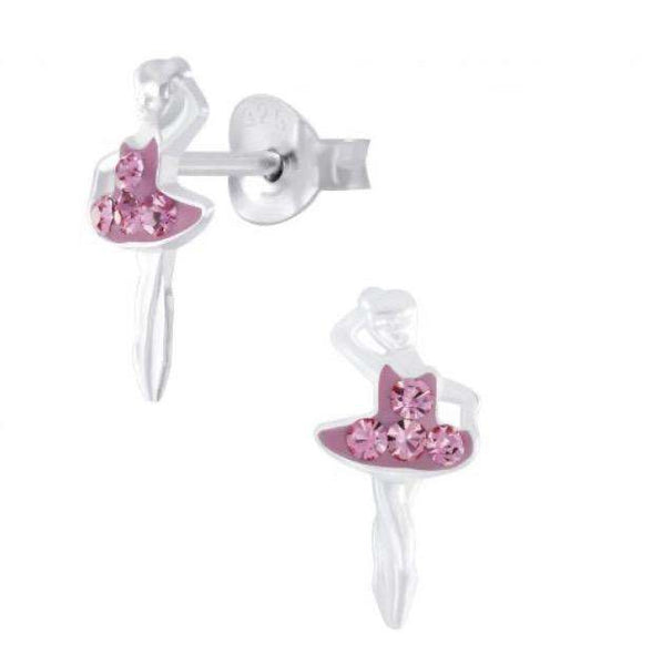 925 Sterling Silver Ballerina Push Back Earrings For Kids, Teens, Girls - Forever Kids Jewelry
