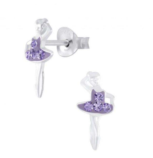 925 Sterling Silver Ballerina Push Back Earrings For Kids, Teens, Girls - Forever Kids Jewelry