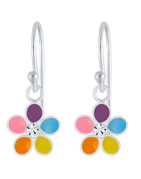 925 Sterling Silver Crystal Flower Drop Earrings For Kids, Teens - Forever Kids Jewelry