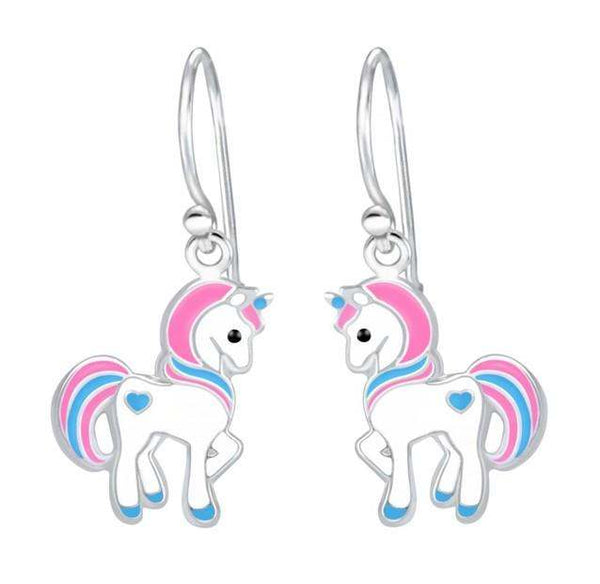 925 Sterling Silver Unicorn With Heart Drop Earrings For Kids, Teens - Forever Kids Jewelry