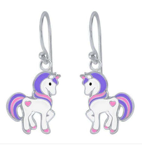 925 Sterling Silver Unicorn With Heart Drop Earrings For Kids, Teens - Forever Kids Jewelry