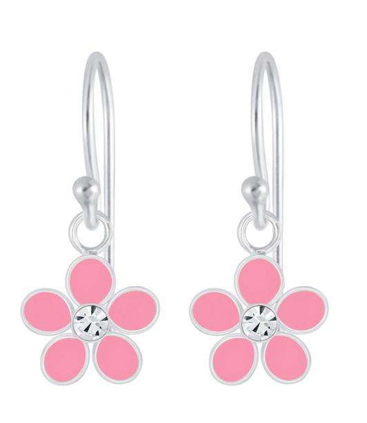 925 Sterling Silver Crystal Flower Drop Earrings For Kids, Teens - Forever Kids Jewelry