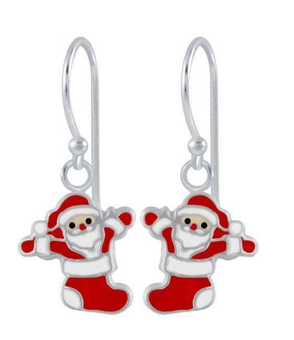 925 Sterling Silver Santa Stocking Drop Earrings For Kids, Teens - Forever Kids Jewelry