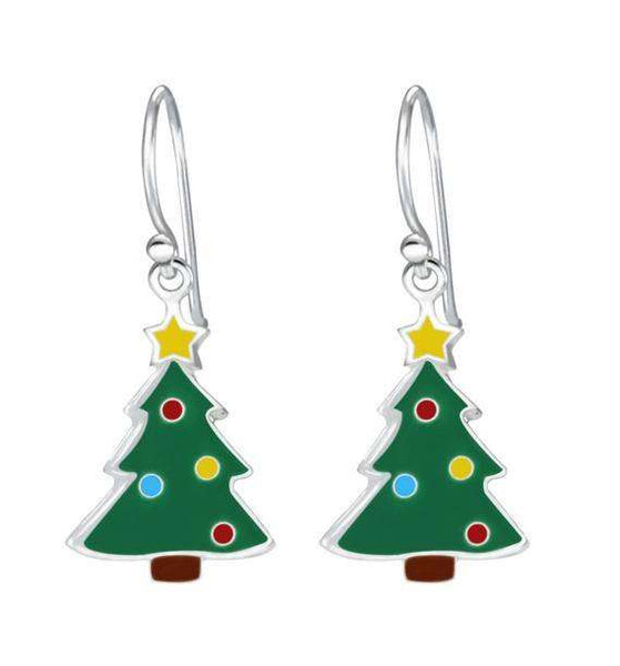 925 Sterling Silver Holiday Tree Drop Earrings For Kids, Teens - Forever Kids Jewelry