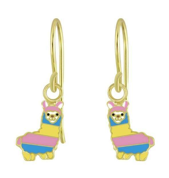 14K Gold Plated 925 Sterling Silver Multicolour Llama Drop Earrings For Kids, Teens - Forever Kids Jewelry