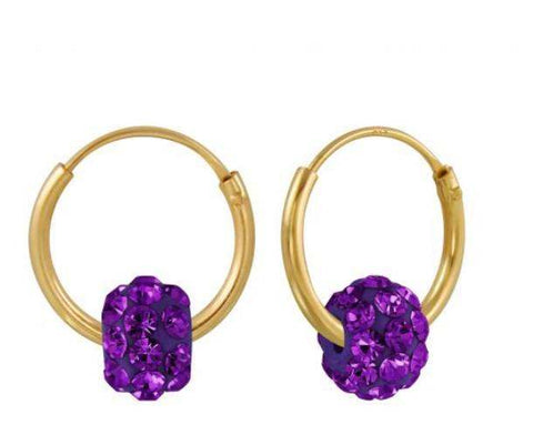 14K Gold Plated 925 Sterling Silver Crystal Hoop Earrings For Kids, Teens - Forever Kids Jewelry