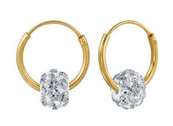 14K Gold Plated 925 Sterling Silver Crystal Hoop Earrings For Kids, Teens - Forever Kids Jewelry