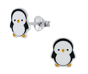 925 Sterling Silver Penguin Push Back Earrings Enamel For Kids, Teens - Forever Kids Jewelry