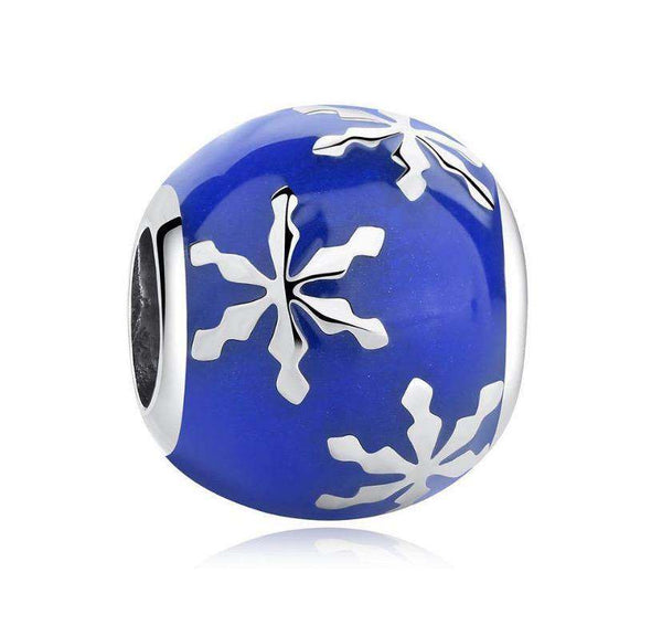 925 Sterling Silver Snowflake Charm Blue Enamel - Forever Kids Jewelry