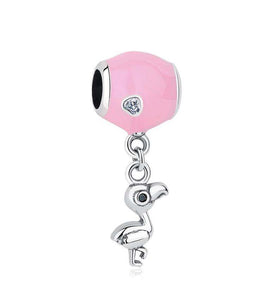 925 Sterling Silver Flamingo Pink Enamel Crystal Stone - Forever Kids Jewelry