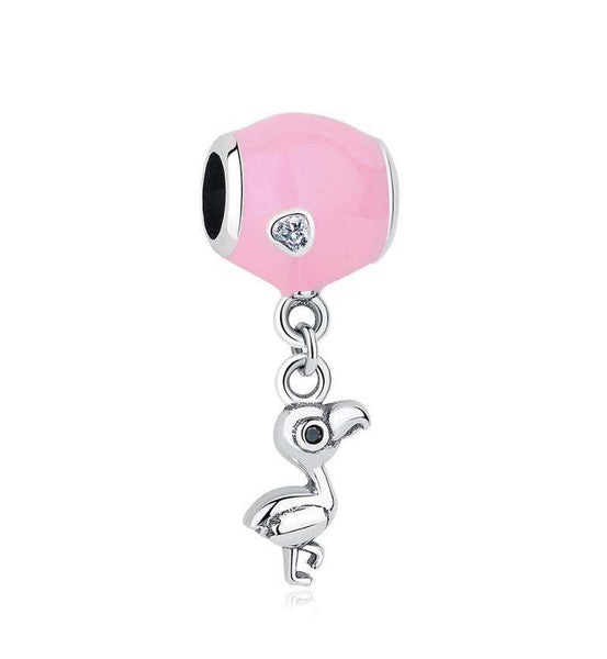 925 Sterling Silver Flamingo Pink Enamel Crystal Stone - Forever Kids Jewelry