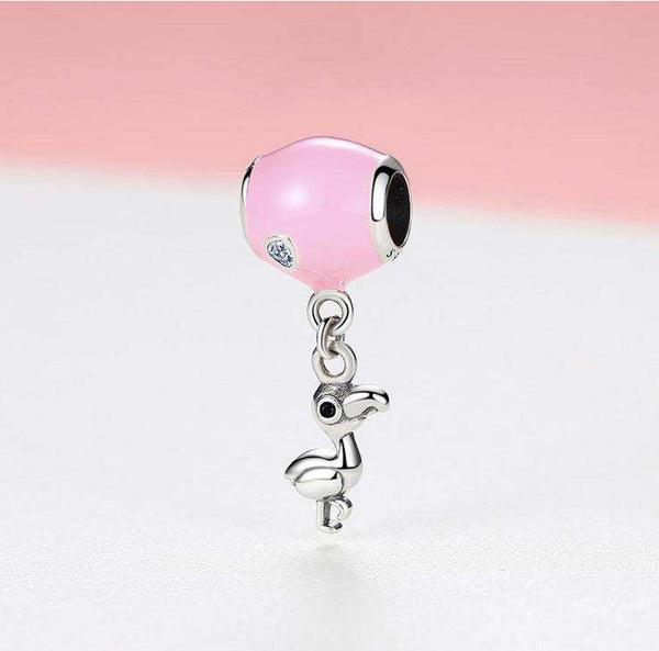 925 Sterling Silver Flamingo Pink Enamel Crystal Stone - Forever Kids Jewelry