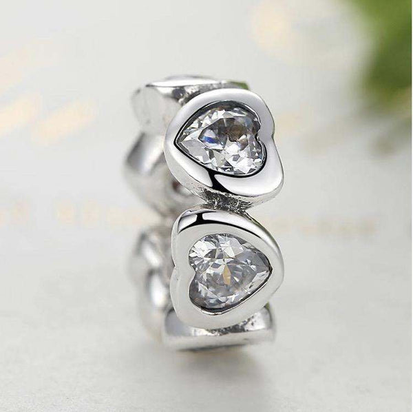 925 Sterling Silver Tiny Hearts Charm CZ Stones - Forever Kids Jewelry