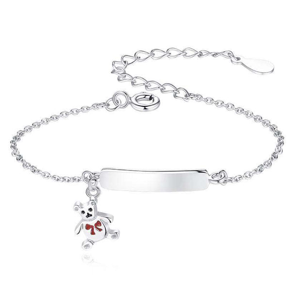 925 Sterling Silver Bear Charm Bracelet For Toddlers, Kids - Forever Kids Jewelry