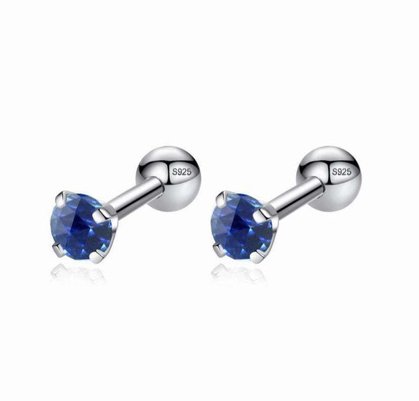 925 Sterling Silver Round CZ Stone Screw Back Earrings For Baby, Toddler, Kids and Teens - Forever Kids Jewelry