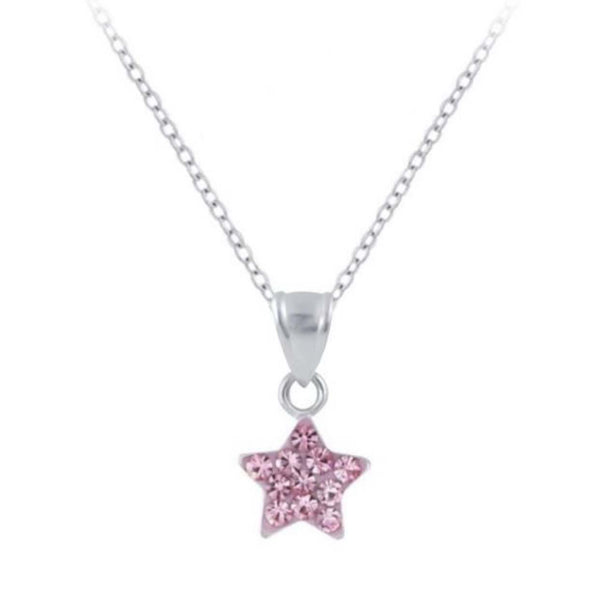 925 Sterling Silver Star Crystal Stones Necklace For Kids, Teens - Forever Kids Jewelry