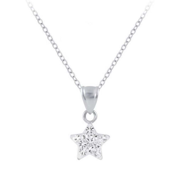 925 Sterling Silver Star Crystal Stones Necklace For Kids, Teens - Forever Kids Jewelry