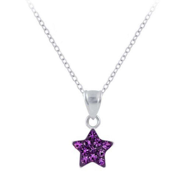 925 Sterling Silver Star Crystal Stones Necklace For Kids, Teens - Forever Kids Jewelry