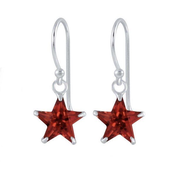 925 Sterling Silver Star 8mm CZ Stone Drop Earrings For Kids, Teens - Forever Kids Jewelry