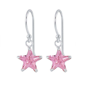 925 Sterling Silver Star 8mm CZ Stone Drop Earrings For Kids, Teens - Forever Kids Jewelry